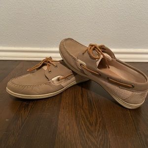 Gold Sperry loafers